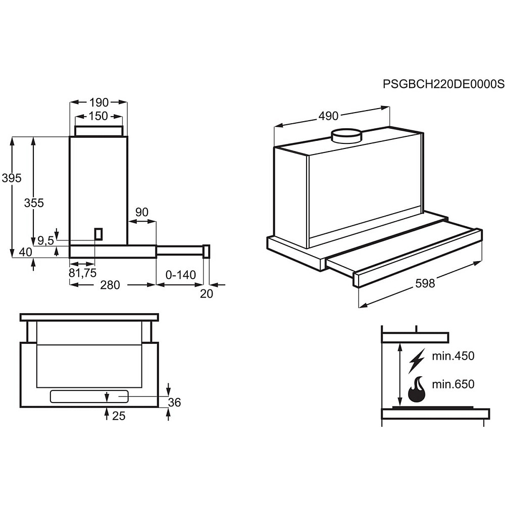 Frihängande Köksfläkt Electrolux LFP616W Vit LED-belysning
