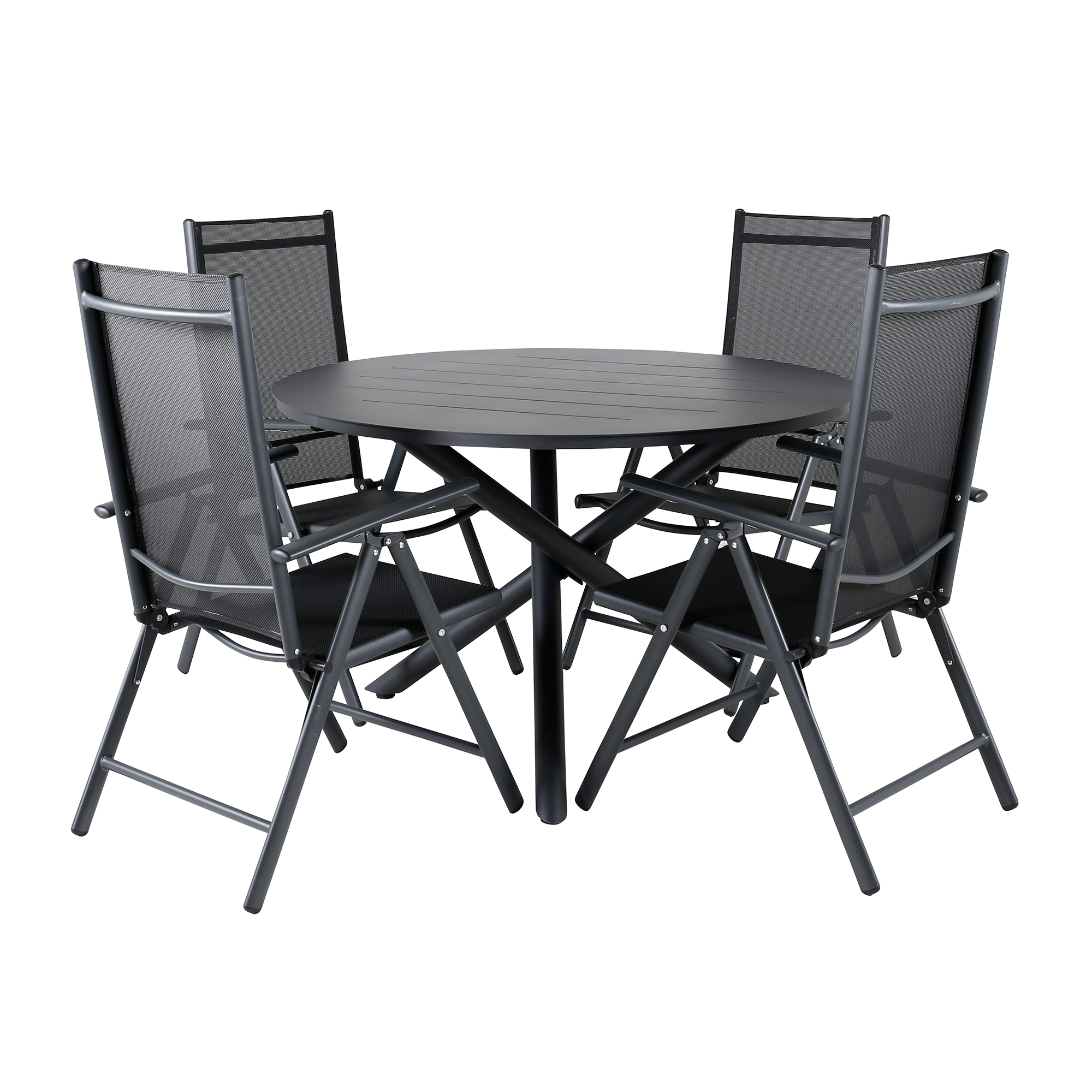 Alma Dining Table - Black Alu - ø120cm+Break 5:pos Chair - B Svart