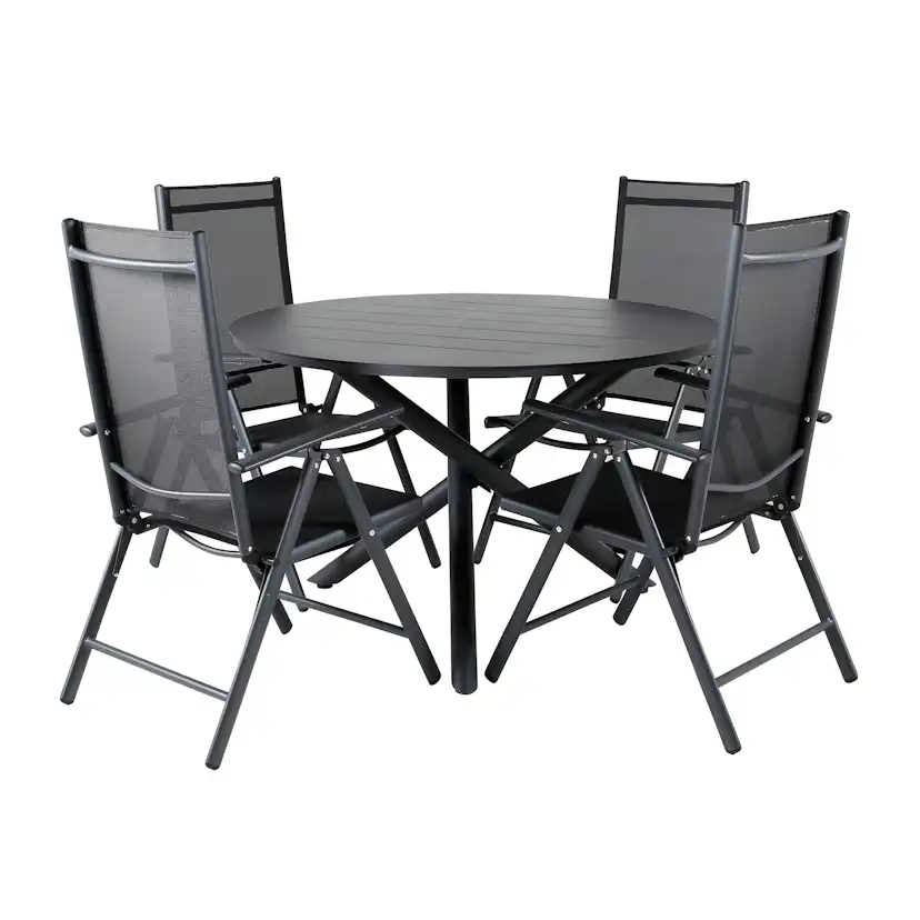 Alma Dining Table - Black Alu - ø120cm+Break 5:pos Chair - B Svart