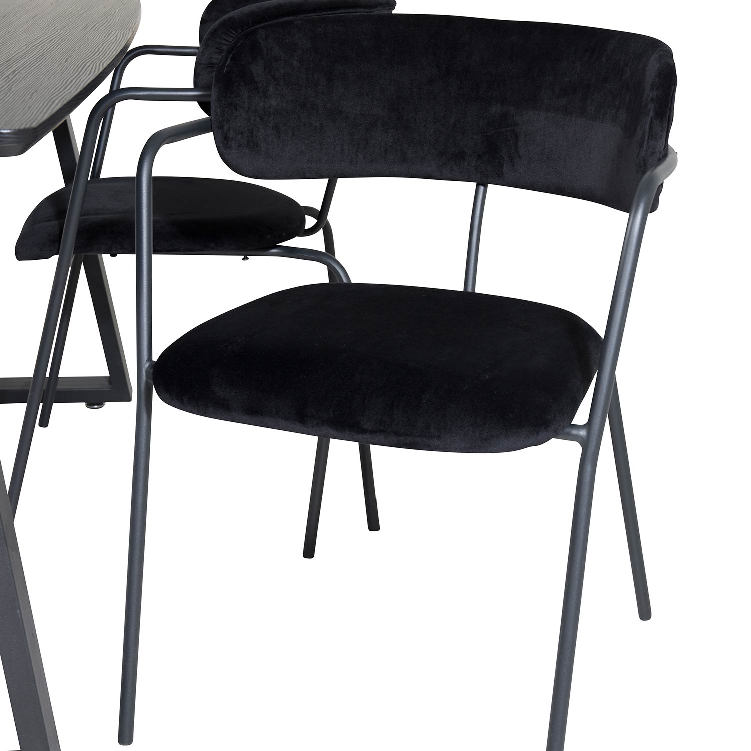 Inca Extentiontable-Black top/Arrow armchair-Black Velvet_4 Svart/Svart
