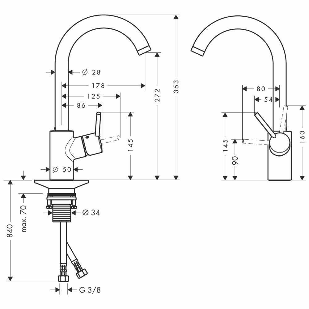 Köksblandare Hansgrohe Talis S2 Variarc med Hög Pip