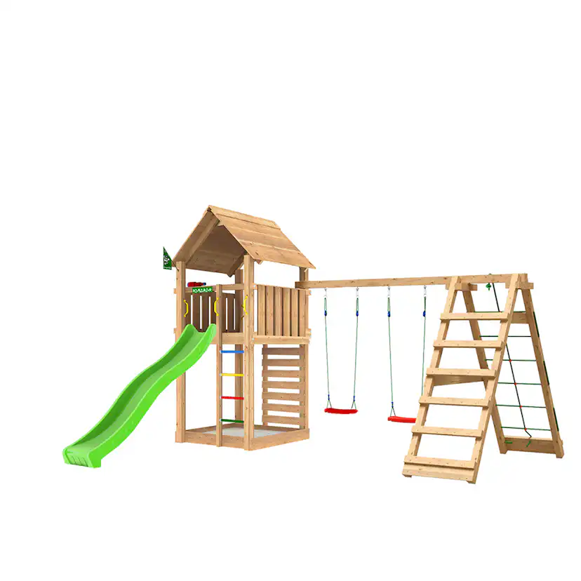 Lektorn Jungle Gym Cabin 2.1 Klättermodul Grön Rutschkana
