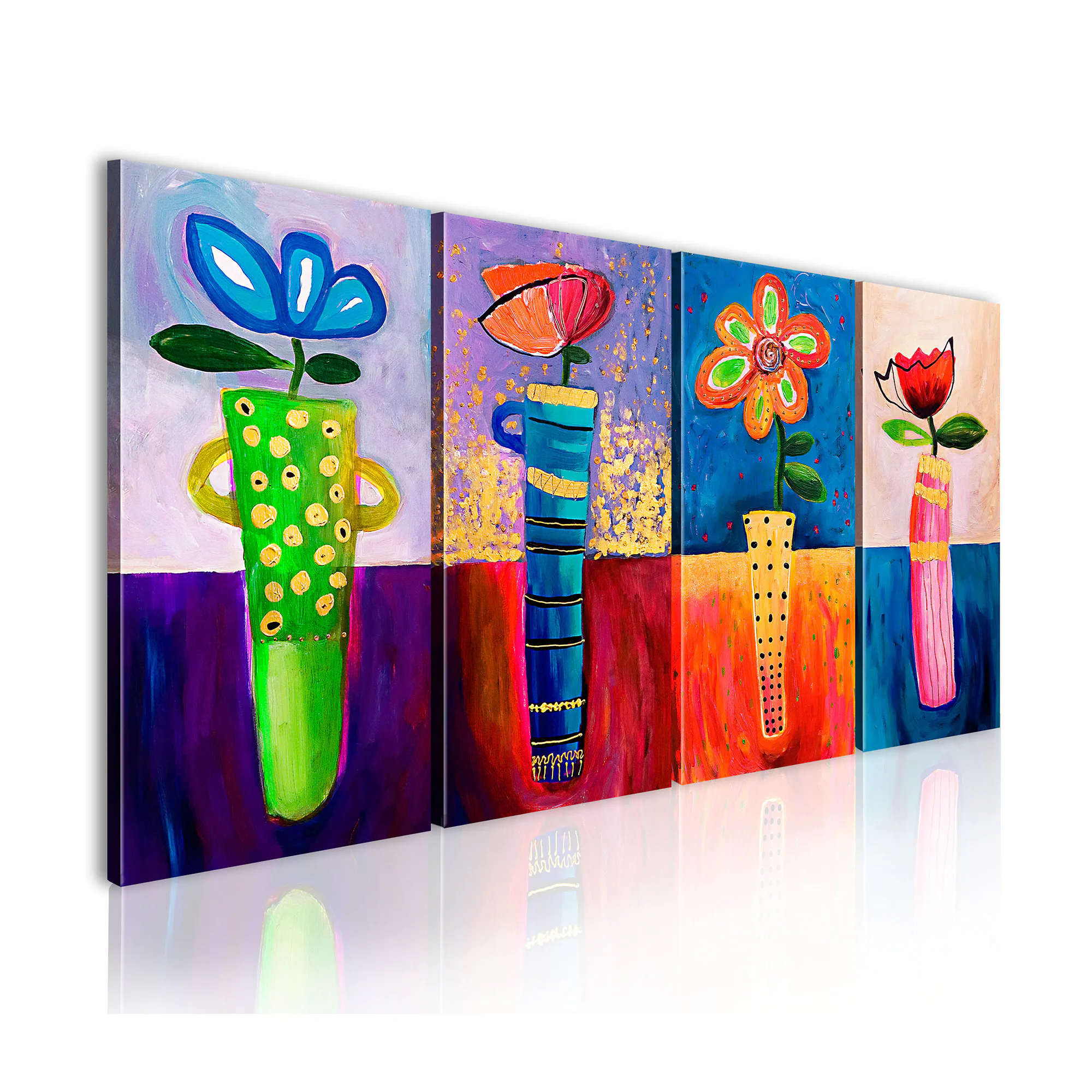 Handmålad Tavla Arkiio Regnbågsblommor 120x60