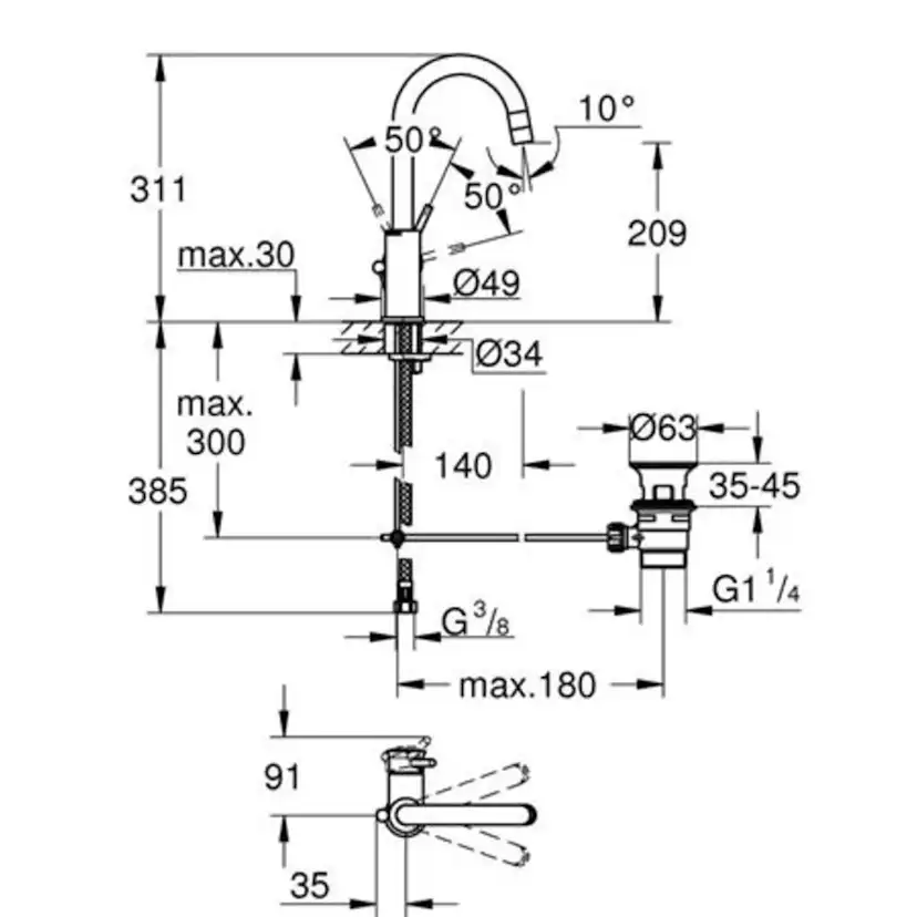 Tvättställsblandare Grohe Start Classic L 23783