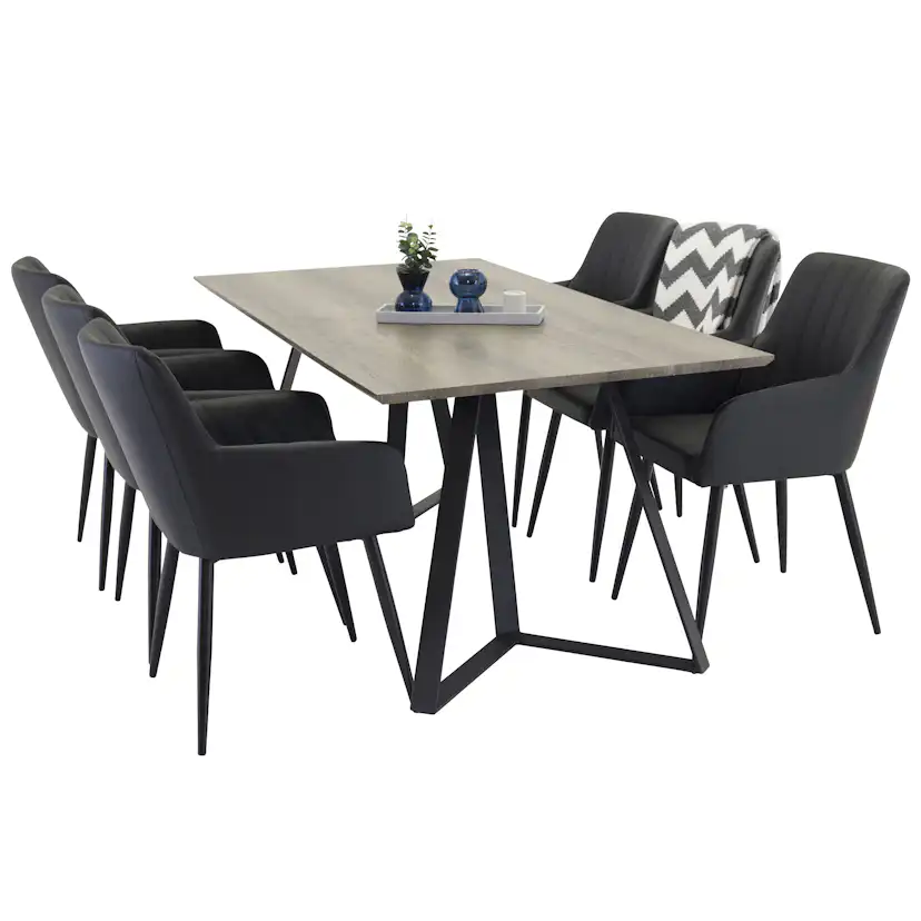 Matgrupp Venture Home Madde med 6 Corina Stolar Konstläder