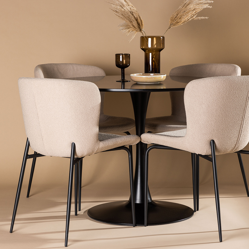 Matgrupp Venture Home Glade Ø 100 cm med 4 Modesto Stolar