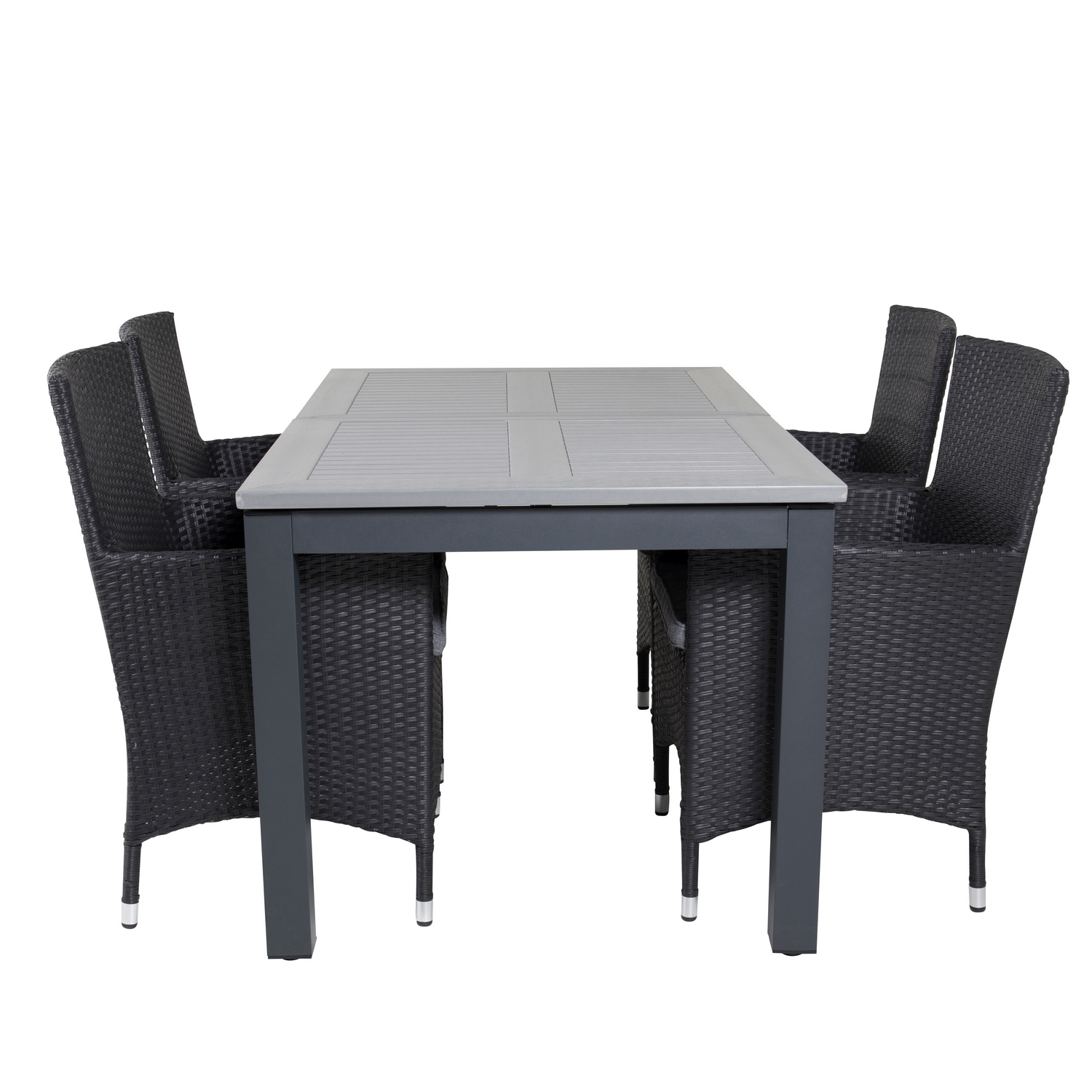 Albany Dining Table 160/240*100 - Svart Alu / Grey Aintwood+ Svart/Grå