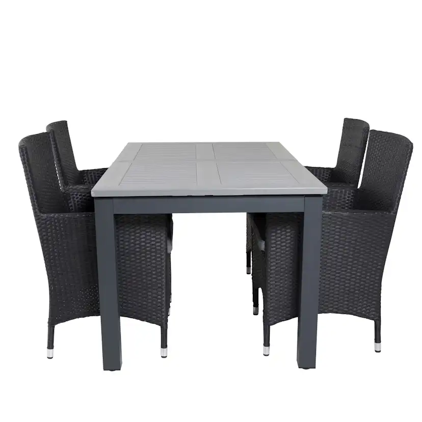 Albany Dining Table 160/240*100 - Svart Alu / Grey Aintwood+ Svart/Grå
