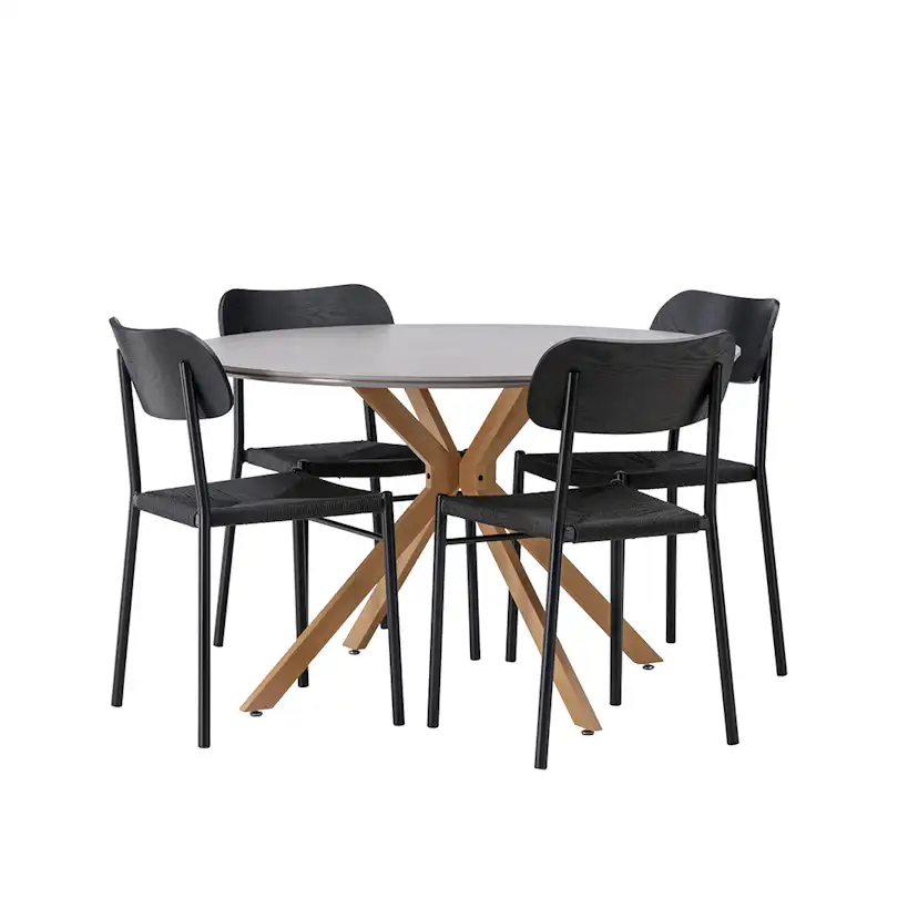 Matgrupp Venture Home Piazza Ø120 cm med 4st Polly Matstolar