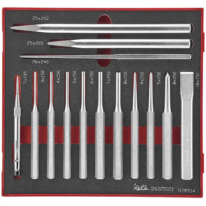 Drivdorn/huggmejselsats 14 delar Teng Tools TEDPC14