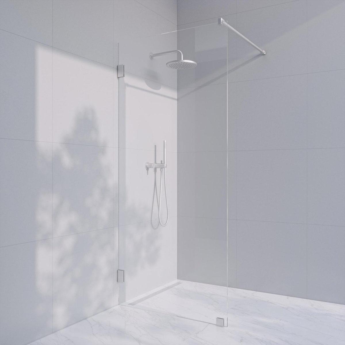 Invitrea Flair GH1/Högerhängd/80/Blank krom/Frostat glas Glastyp: Frostat Glas, Profil: Blank Krom, Hängning: Högerhängd, Bredd: 800 mm