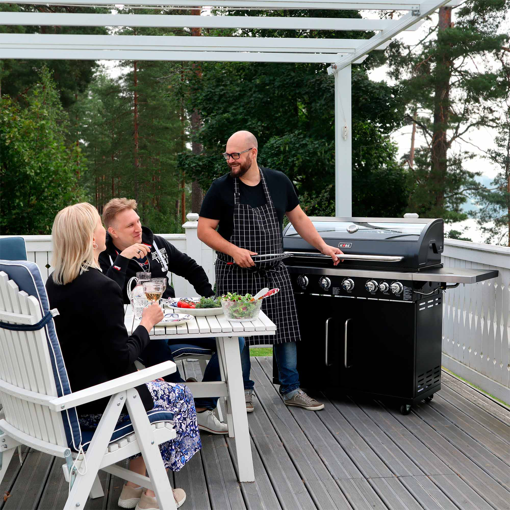 Gasolgrill Kobe 6+1 Brännare Svart Med Gaslock