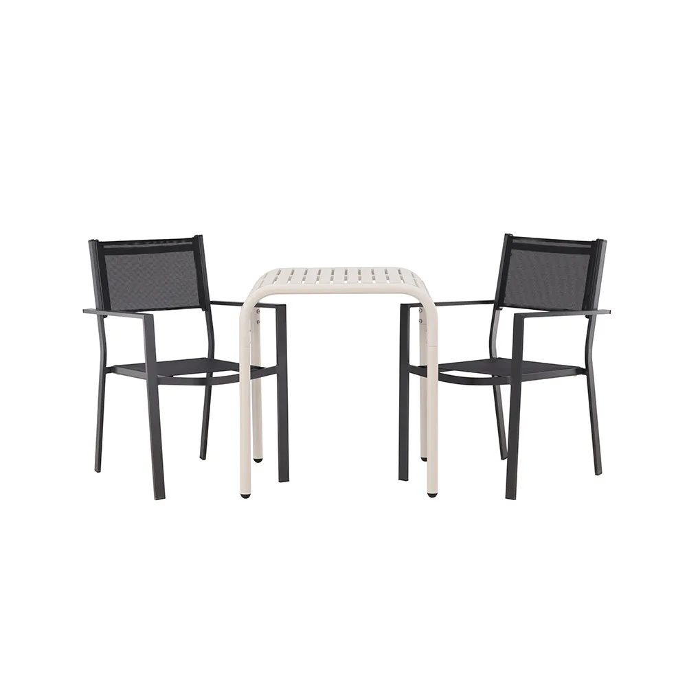 Cafégrupp Venture Home Borneo Bord med 2 Copacabana Stolar Svart/Beige