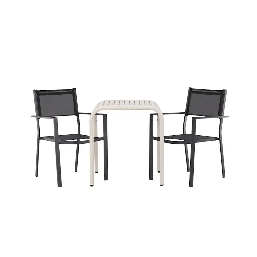 Borneo Cafetable Aluminium - Beige / Kvadrat 70*70* +Copacab Svart/Beige