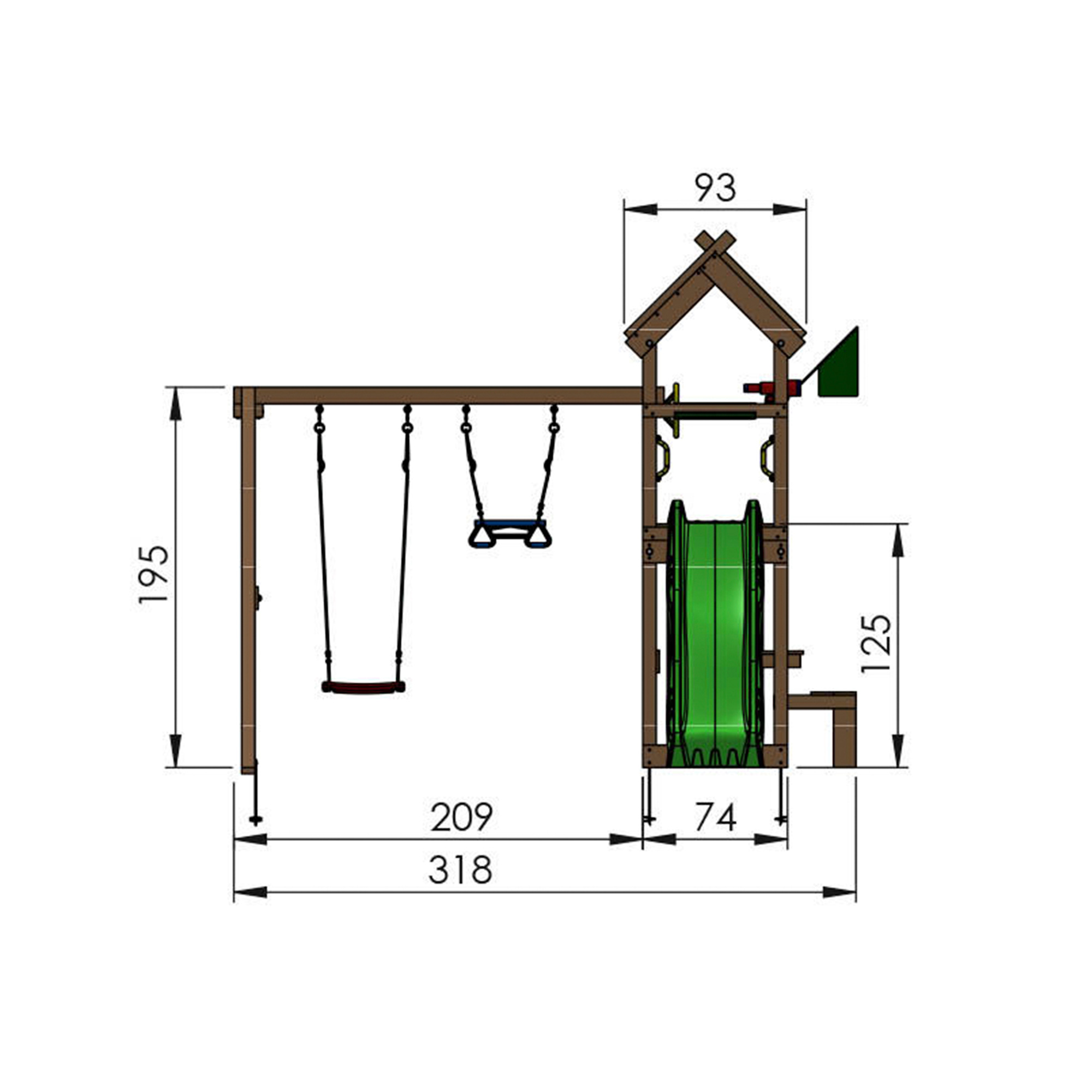 Lektorn Jungle Gym Totem Inkl Gungmodul & Röd Rutschkana