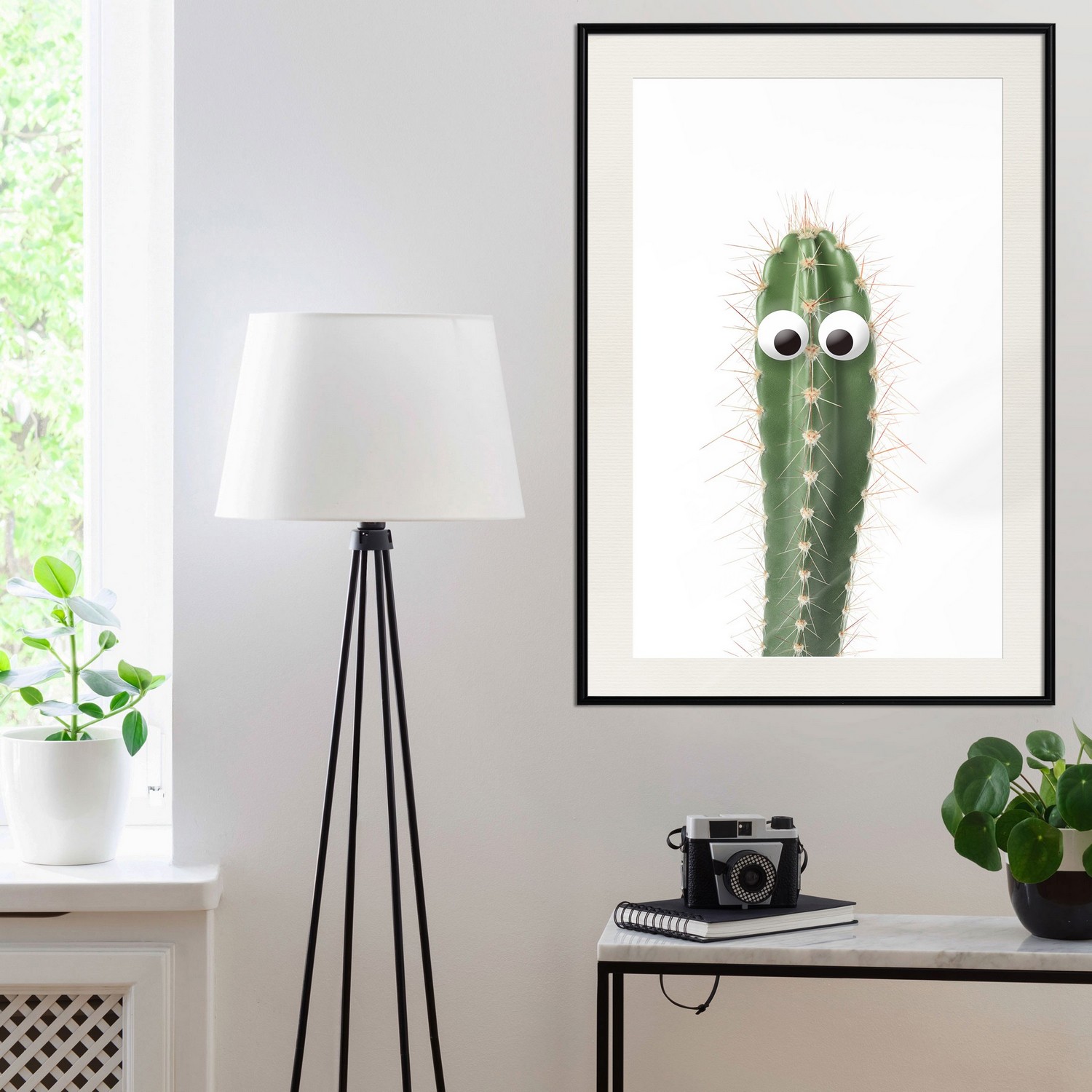 Affisch - Live Cactus [Poster] 40x60 Svart ram med passepartout, 40x60 cm