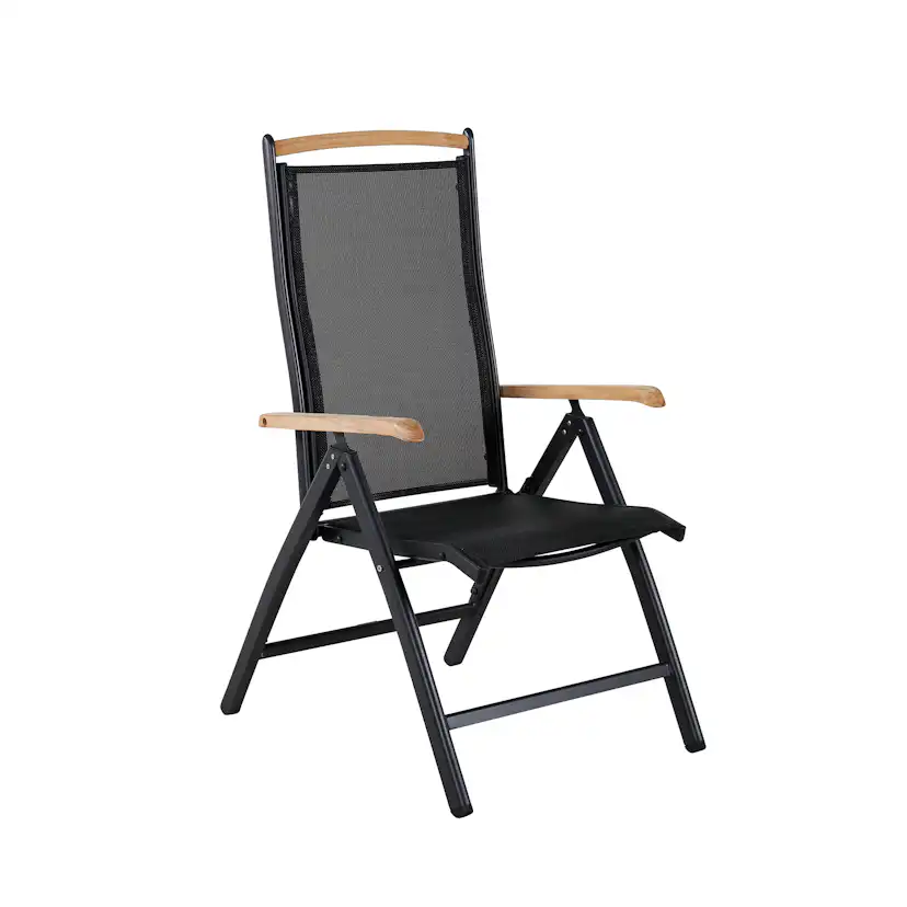 Panama - 5:pos Chair - Svart Alu/svart Textilene/Teak Svart
