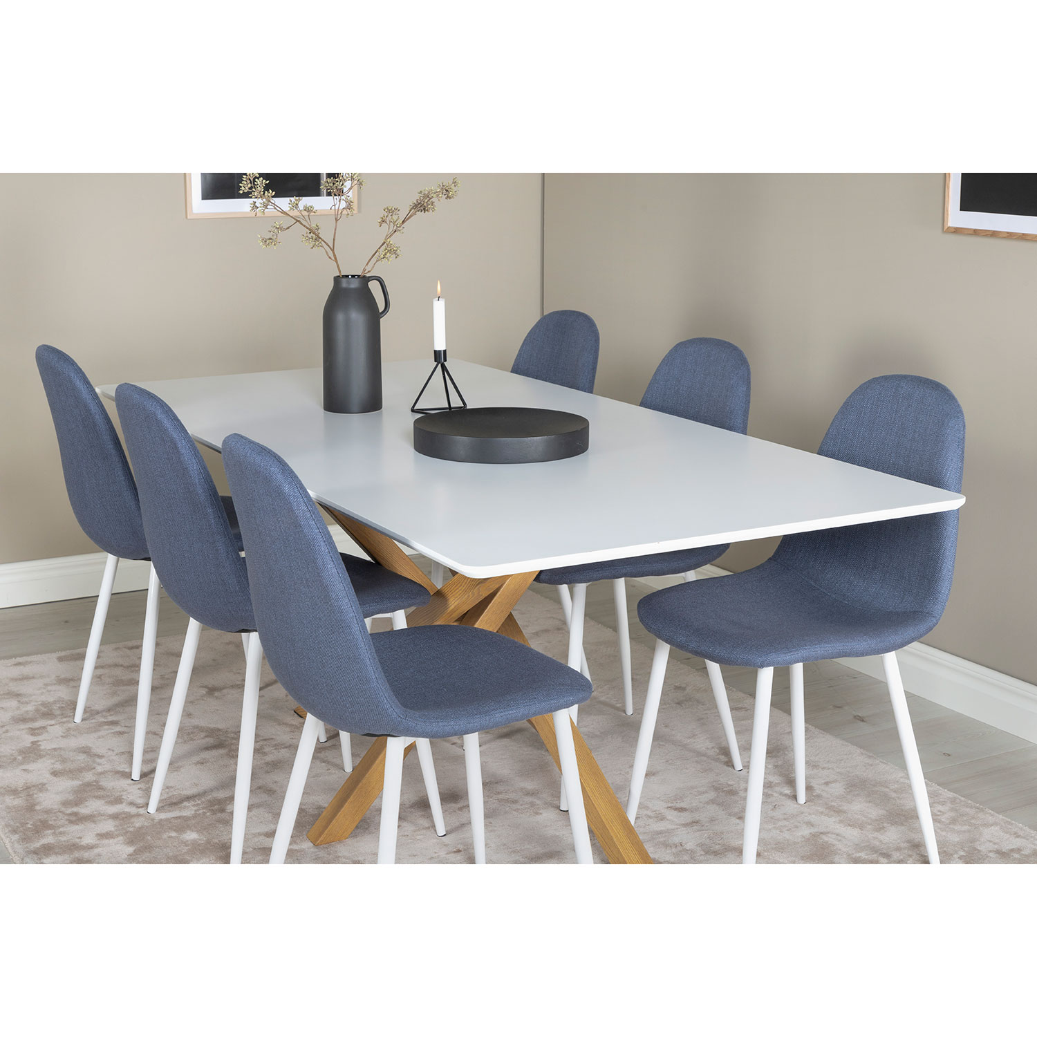 Matgrupp Venture Home Piazza Rektangulärt med 6 Polar stolar