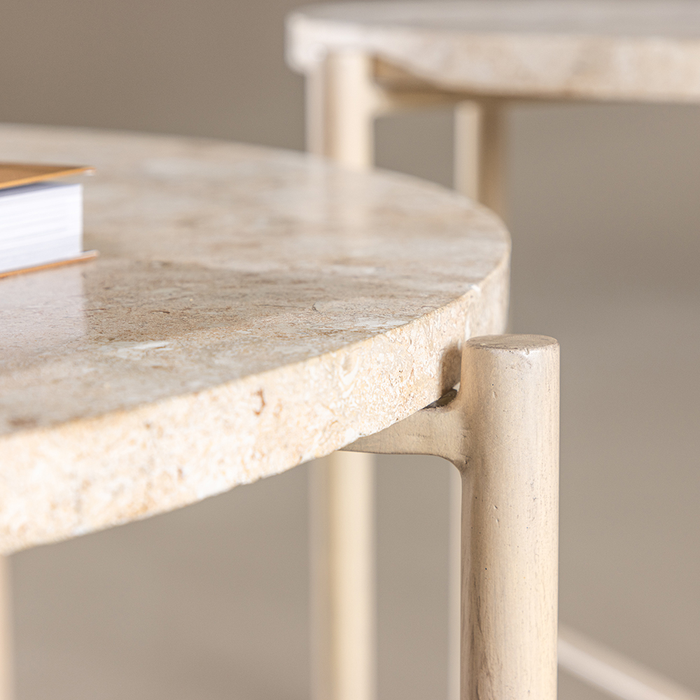 Soffbord Vind Sandhamn Beige Runt Vardagsrumsbord Ø70cm