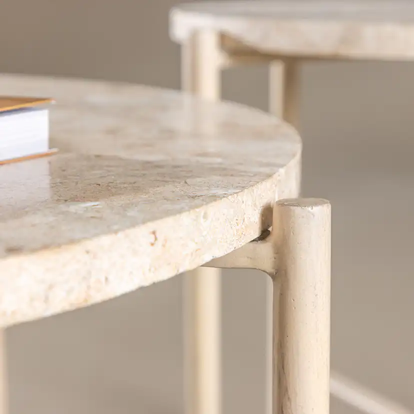 Soffbord Vind Sandhamn Beige Runt Vardagsrumsbord Ø70cm