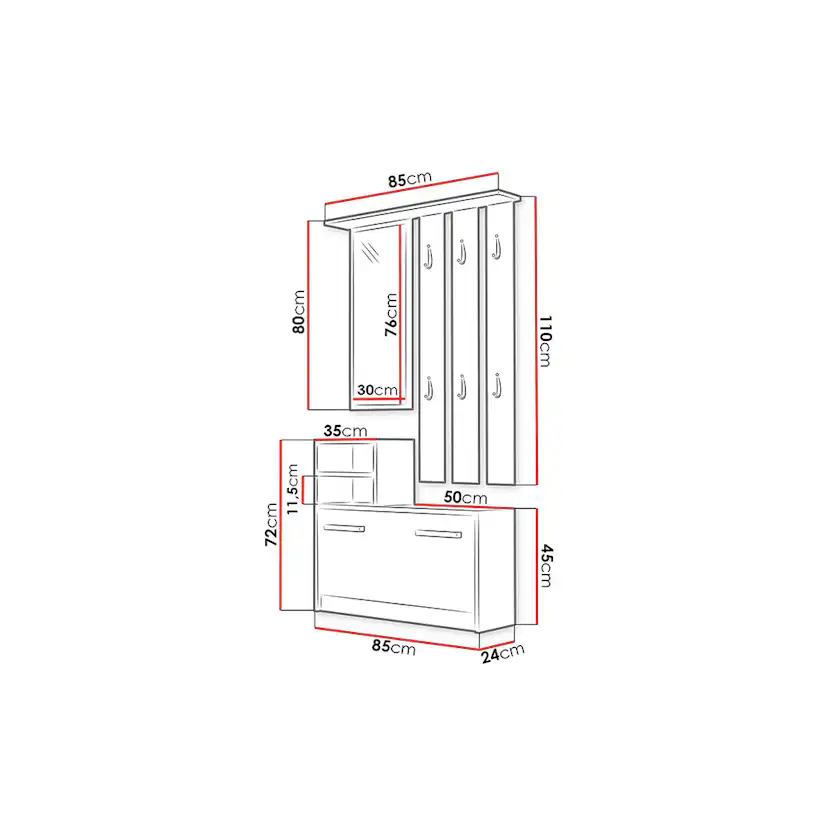 Hallmöbel In Living Nesebar 85 cm
