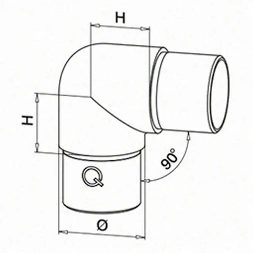 Hörnböj Herrljunga Ledstångsfabrik 90 gr Rundad Rostfri mod 0303 Inomhus