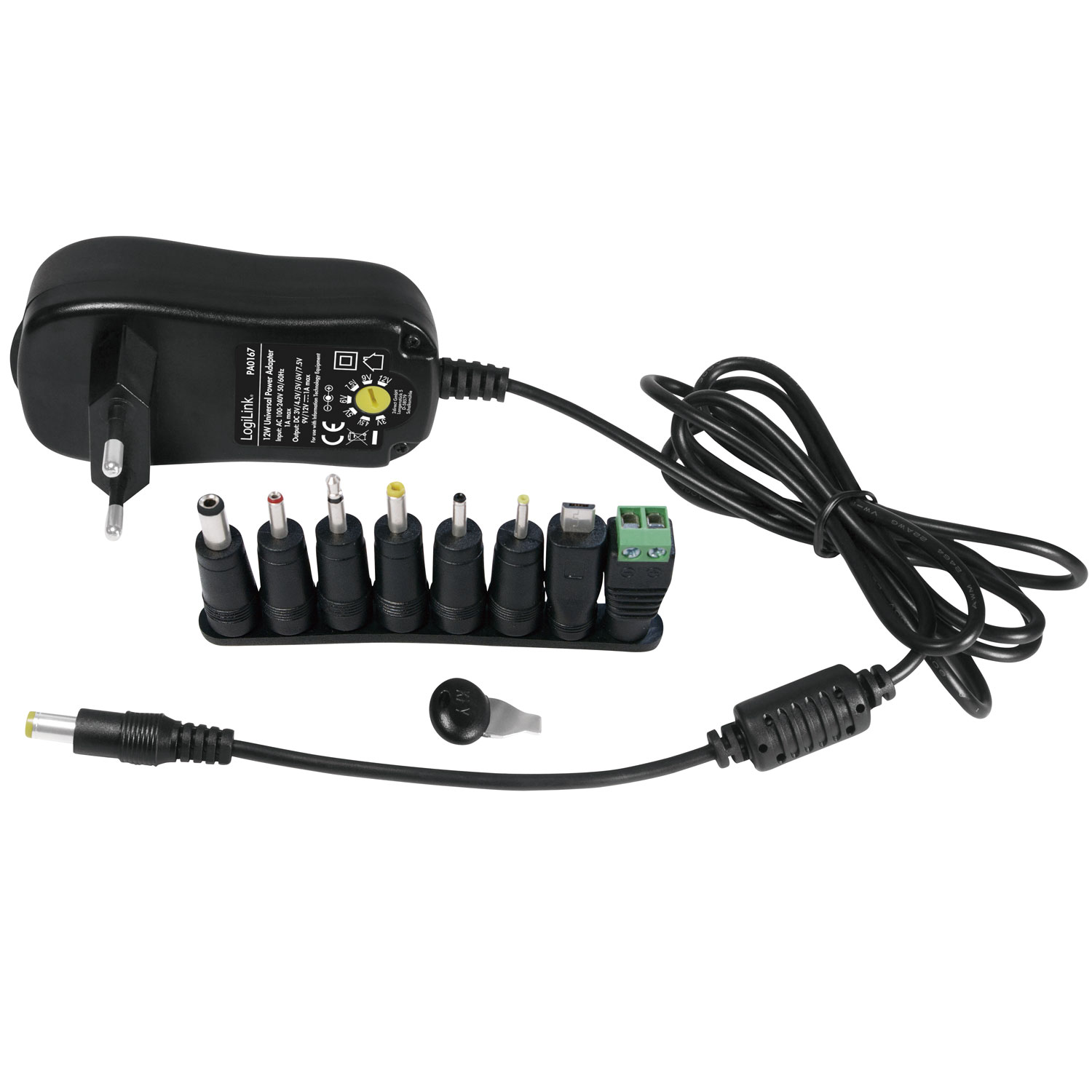 Nätadapter LogiLink 230V - 3-12V 1A 12W