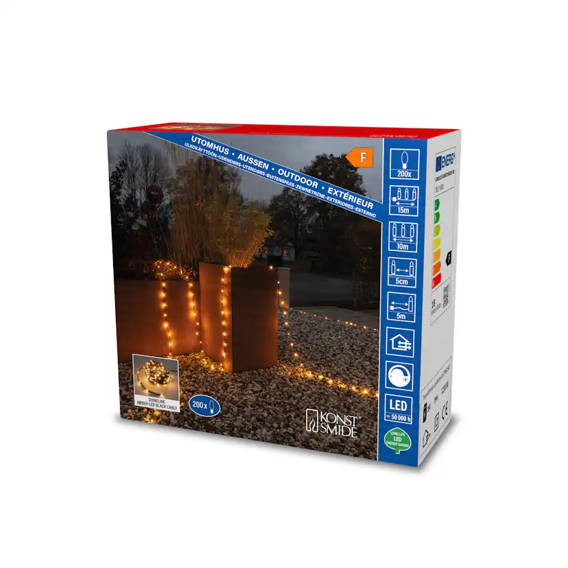 Ljusslinga Gnojsö Konstsmide ShineLine 200st LED-lampor Amber 10m Utomhus
