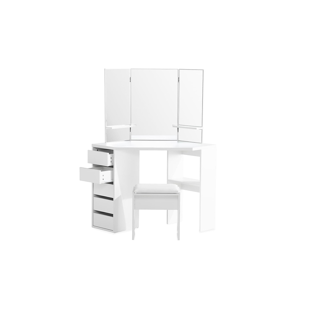 Sminkbord In Living Hidingsta med Spegel, Lådor & Pall