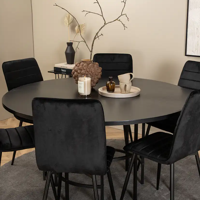 Copenhagen - Dining Table round - Black / Black+Windu Lyx Ch Svart