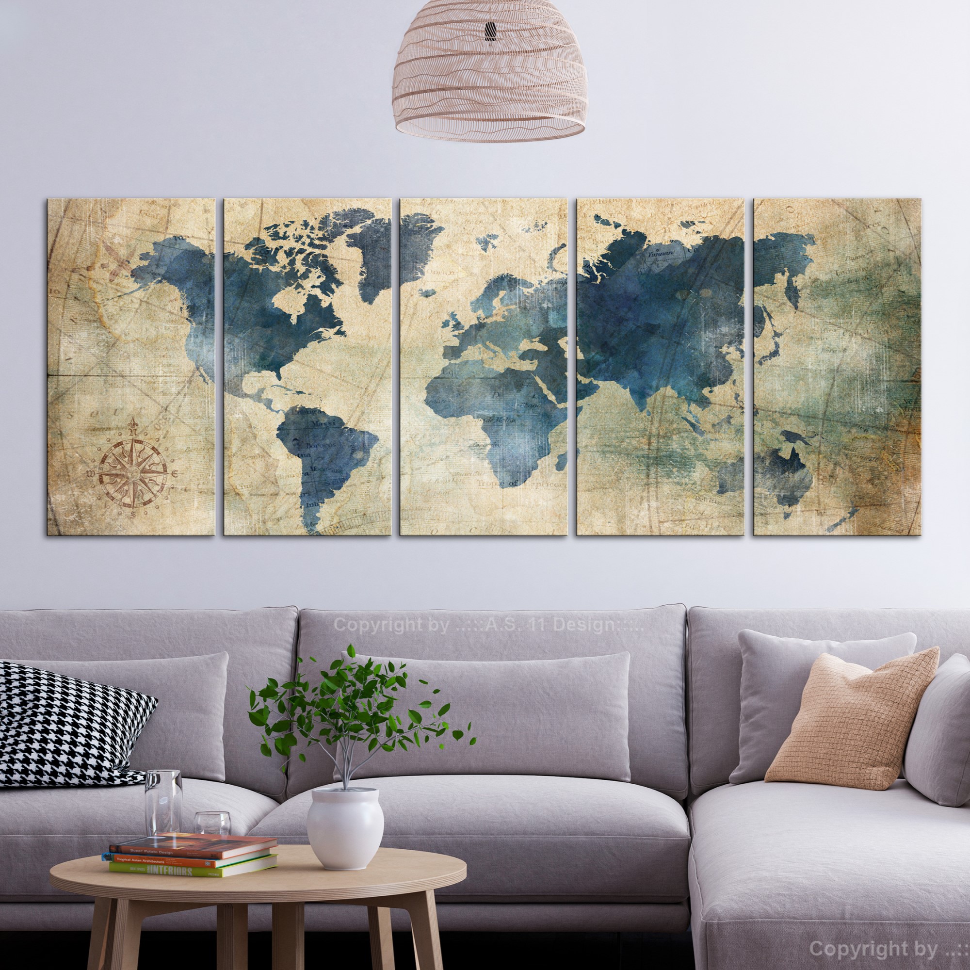 Tavla Arkiio Retro Map 5 delar