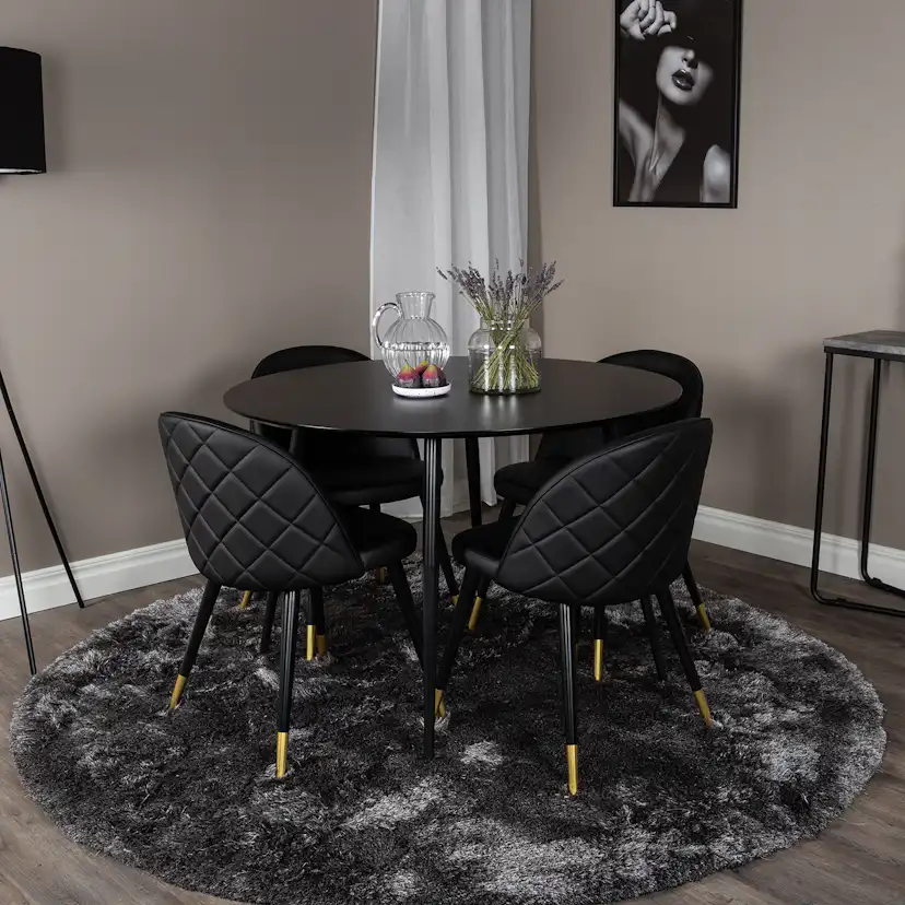 Matgrupp Venture Home Silvia med 4 Valentina Stolar Konstläder Runt