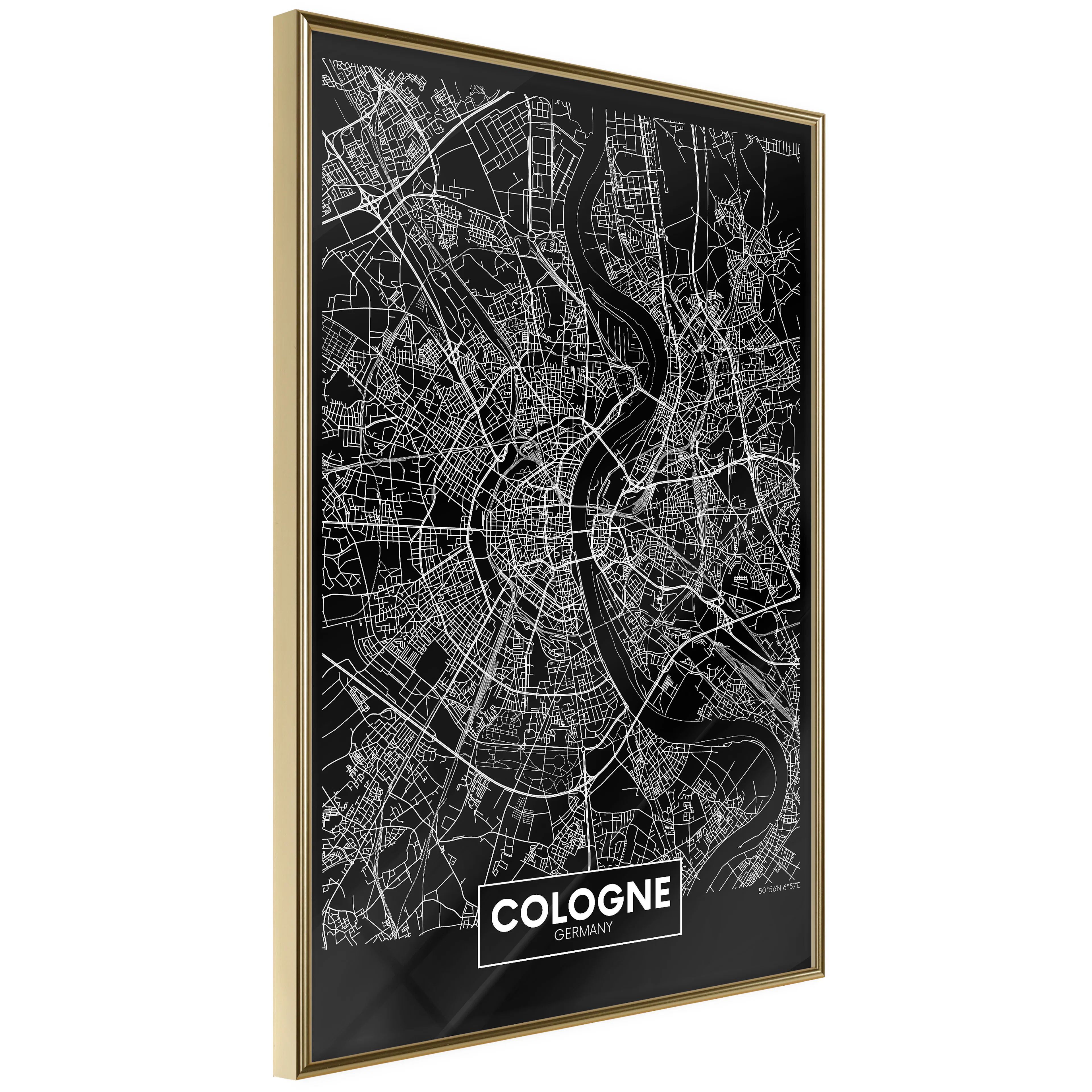 Poster Artgeist Affisch Dark Map of Cologne