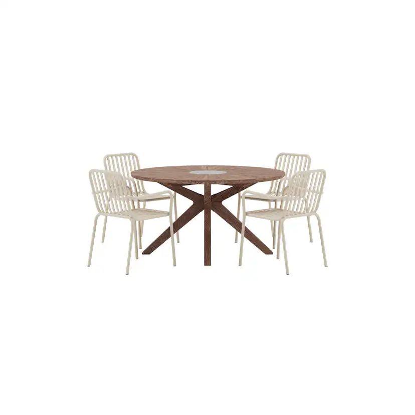 Matgrupp Utomhus Venture Home Rosario Ø140 cm med 4 st Peking Trädgårdsstolar