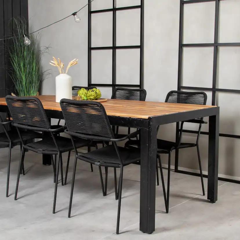 Bois Dining table 200*100cm - Black Legs / Acacia +Lindos A Trä/Svart