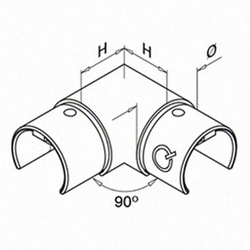 Koppling Herrljunga Ledstångsfabrik Horisontell 90° Överliggare Inomhus