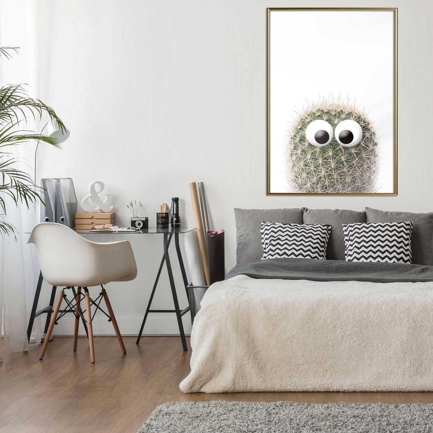Affisch - Cactus With Eyes [Poster] 20x30 Guld ram, 20x30 cm