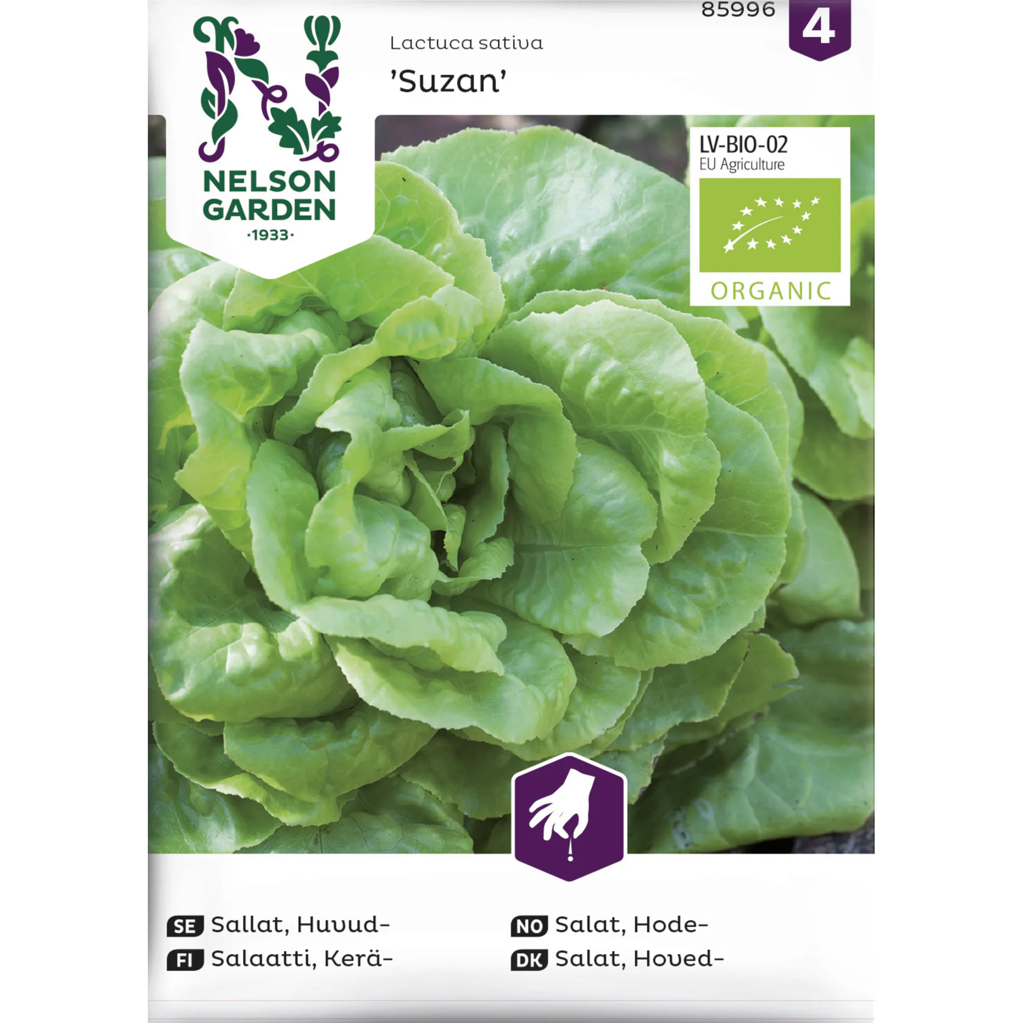 Frö Nelson Garden Sallat Suzan Organic Huvudsallat
