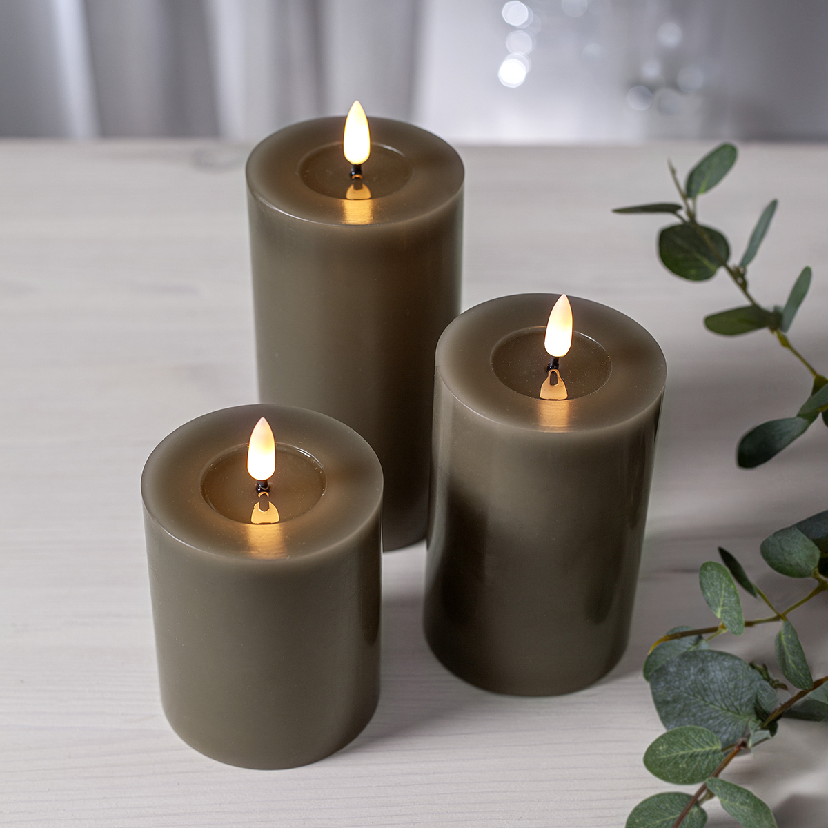 LEDBlockljus Flamme Flow 12,5 cm Mole Brun