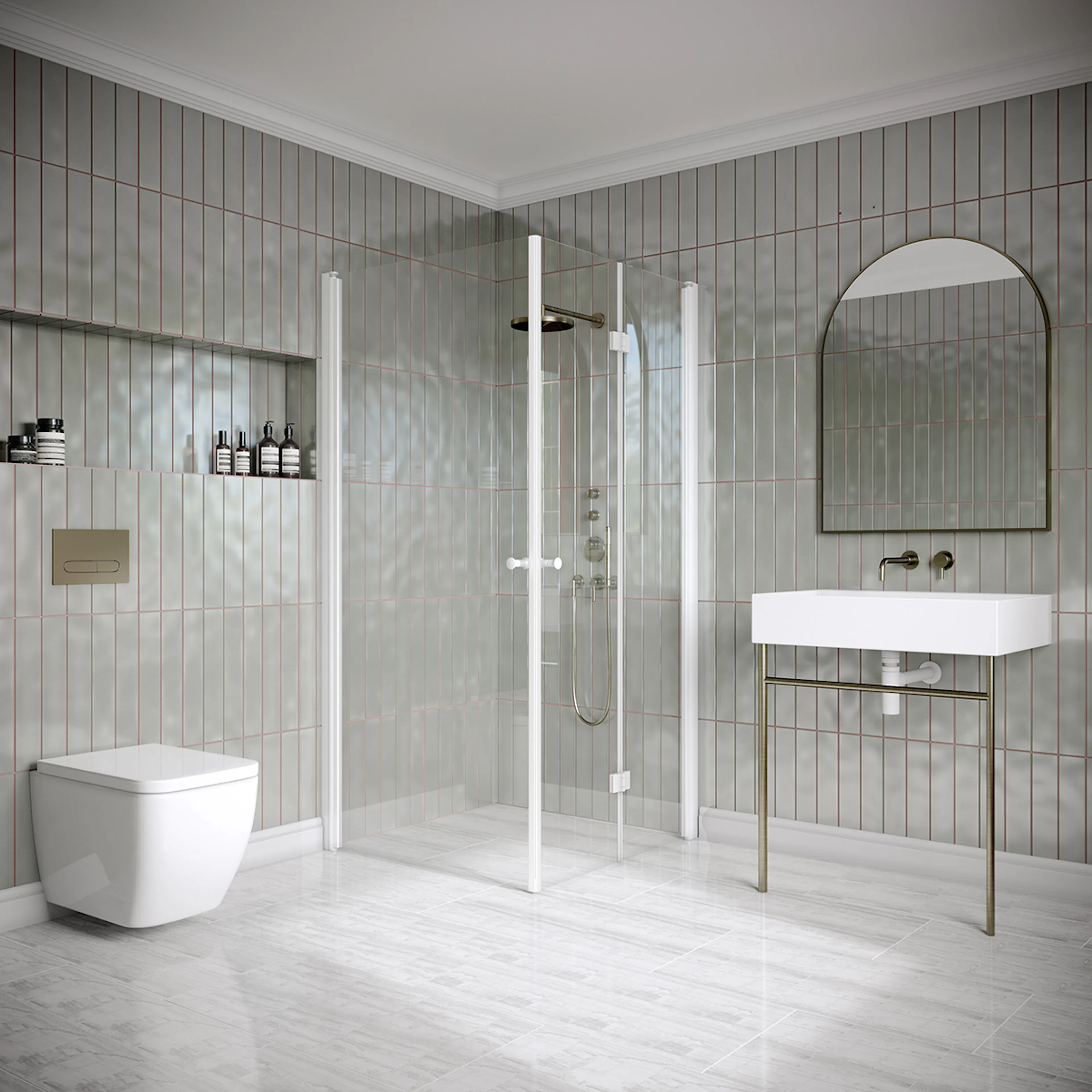 Hietakari Classic 149 705x695x1900 mm, Klarglas, Vita profiler