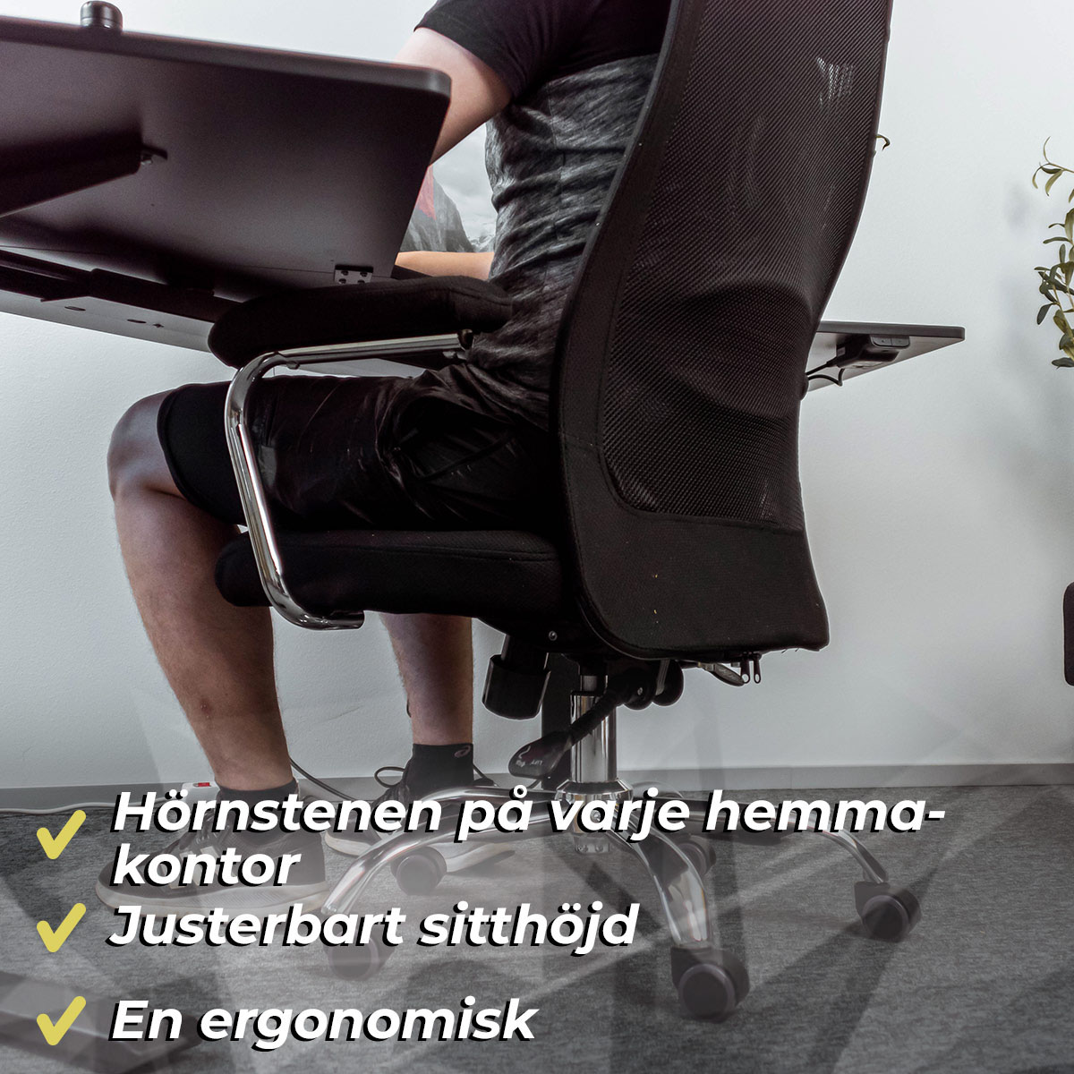 Kontorsstol Lykke Office Svart Stol i Meshtyg med Justerbar Höjd