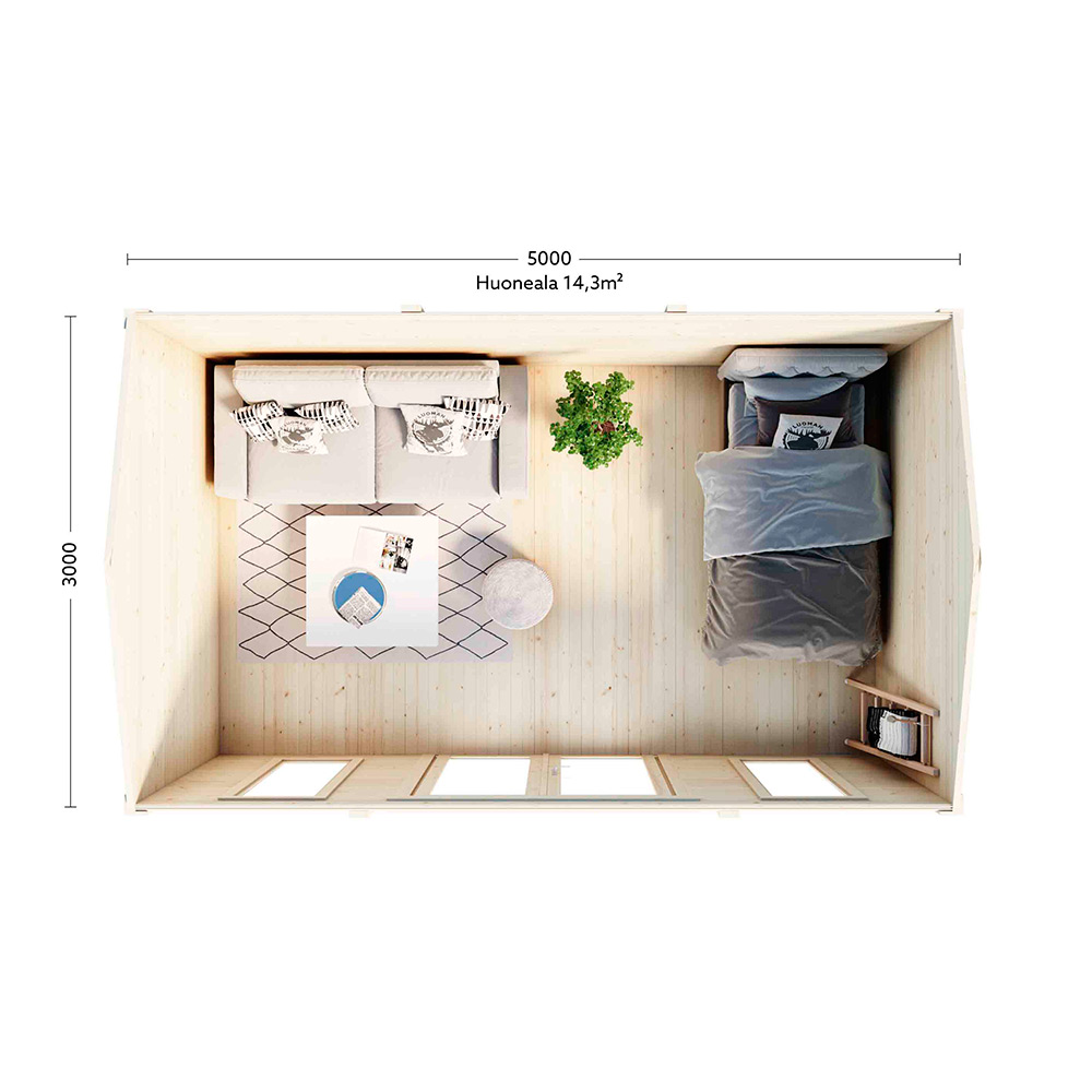 Attefallshus Luoman Lillevilla Pemu 15 m² Komplett Stuga med Sadeltak