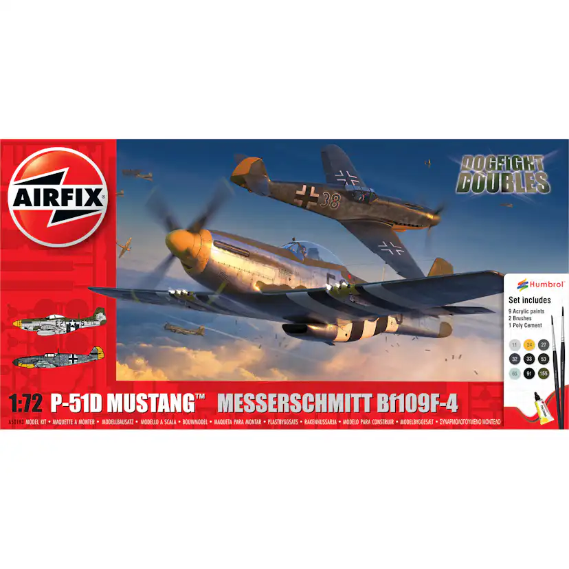 Modellbyggsats Airfix 1:72 P-51D Mustang vs Bf109F-4 Dogfight Double