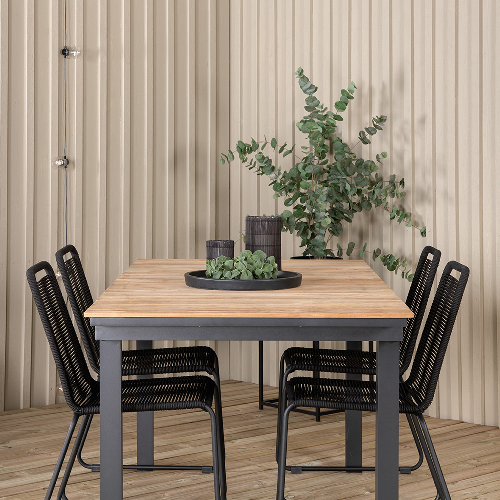 MexicoTable160/240*90-LindosChair-BlackAlu/LatteRope_4 Beige