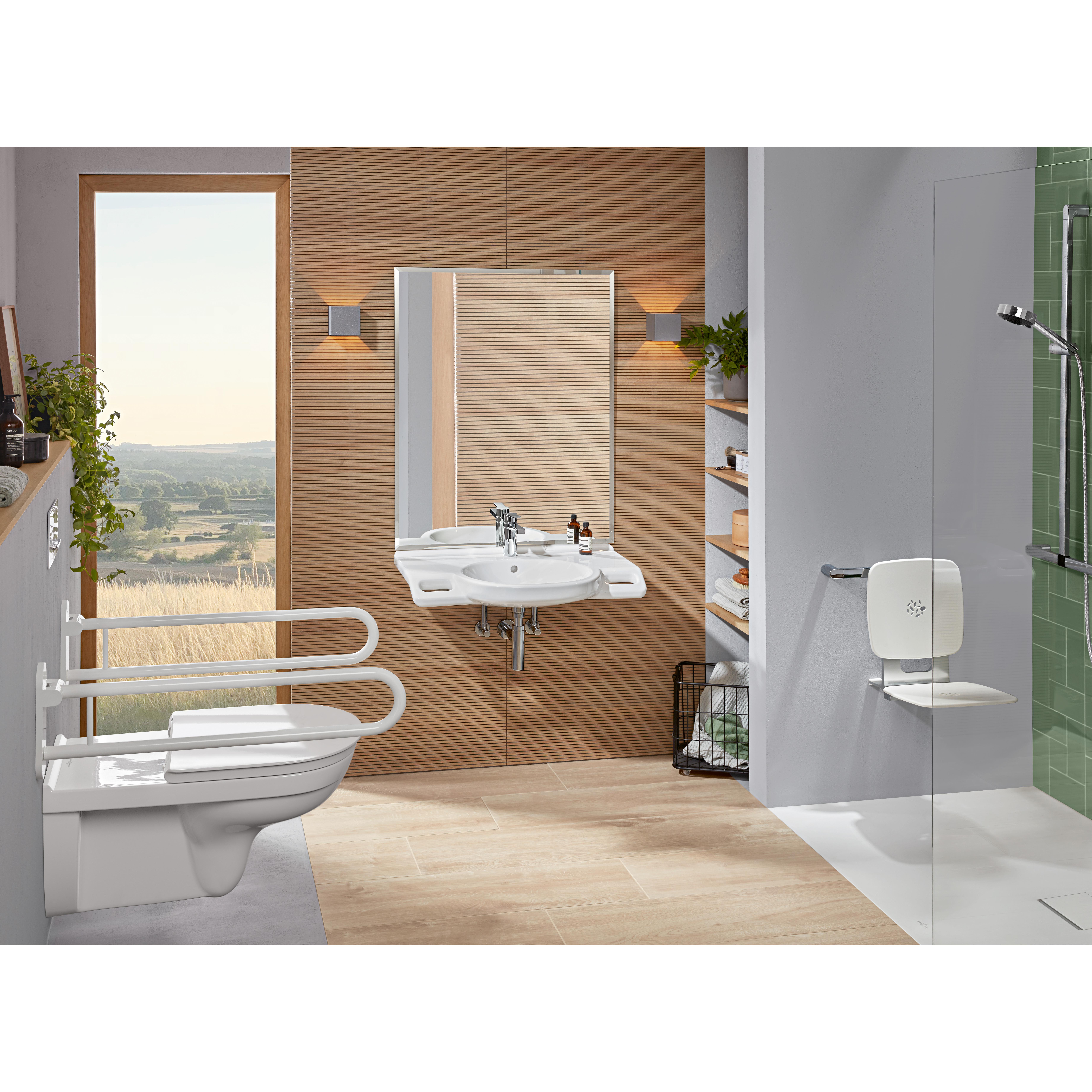 Tvättställ villeroy & Boch O.novo Vita 412080R1 Vit Alpin CeramicPlus, Med Bräddavlopp, Med Blandarhål, för Trehålsblandare