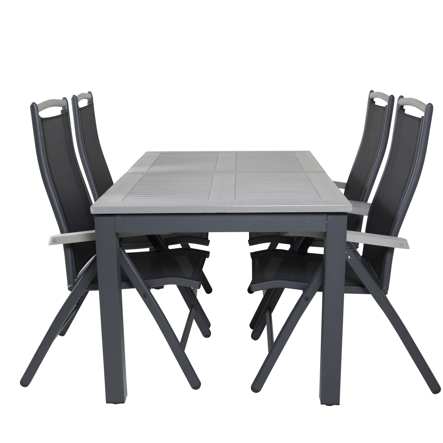 Albany Dining Table 160/240*100 - Svart Alu / Grey Aintwood+ Svart/Grå