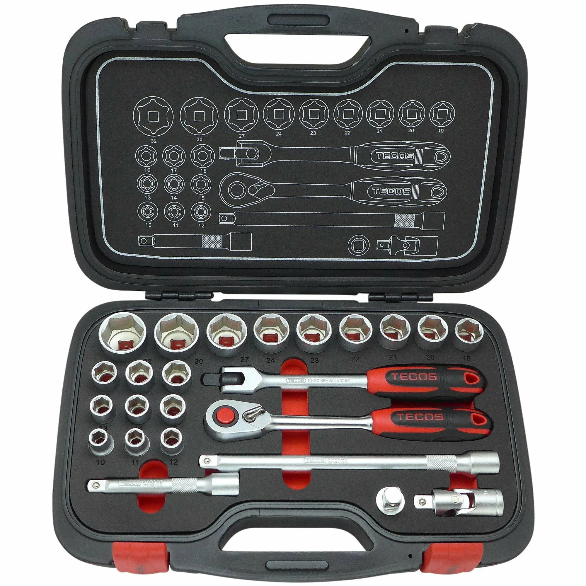 Hylsnyckelset Tecos T-2024 1/2 Tum 24dl