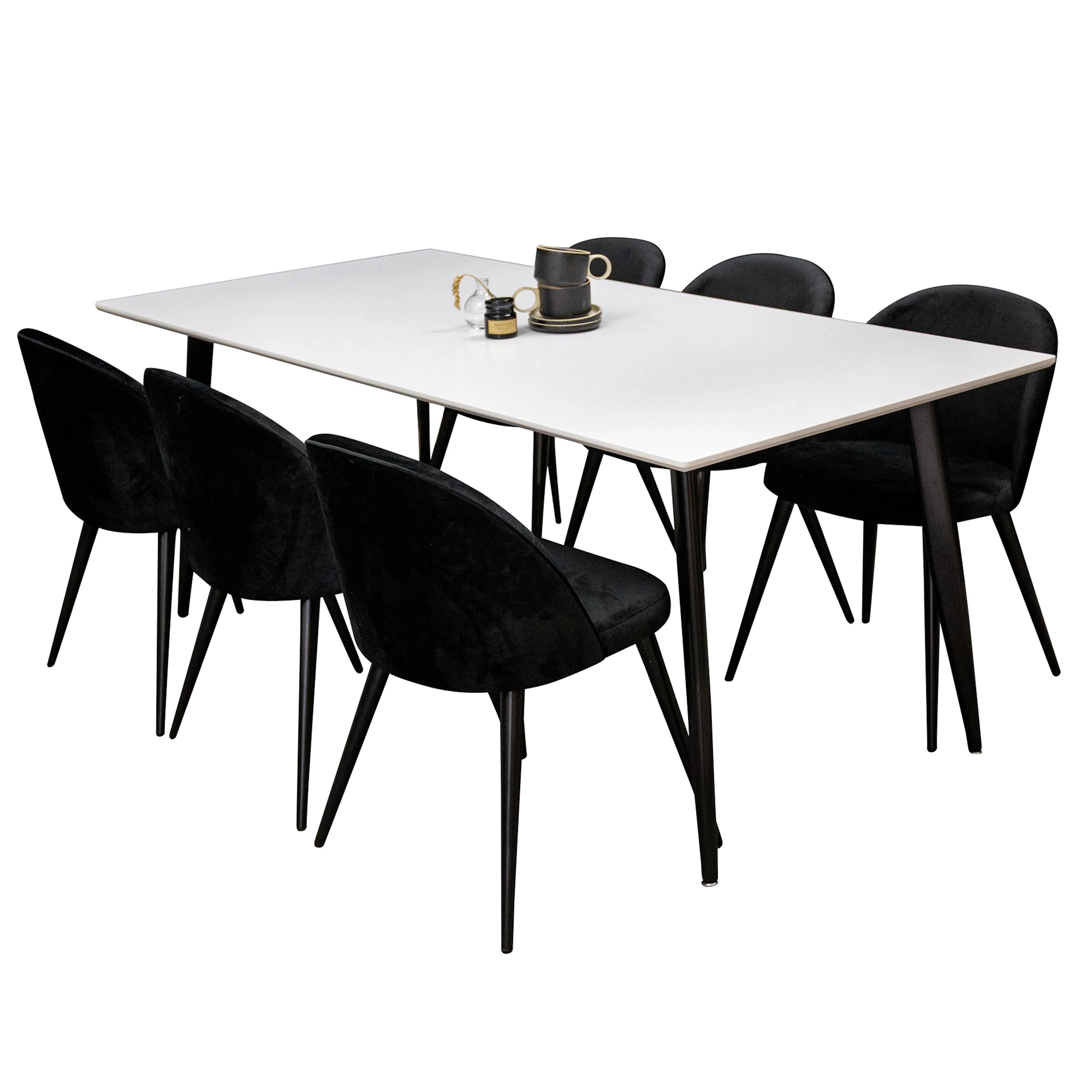 Matgrupp Venture Home Pobbie med 6 Valentina Stolar Svart