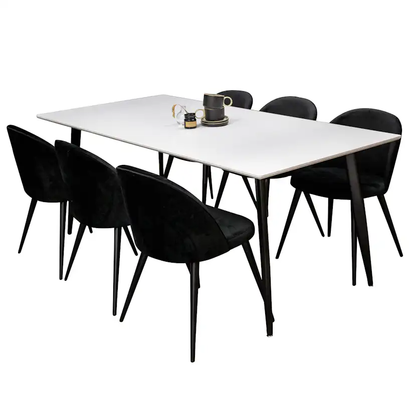 Matgrupp Venture Home Pobbie med 6 Valentina Stolar Svart