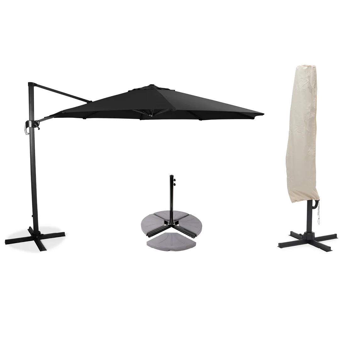 Hängparasollset Hillerstorp SideWinder XL med Parasollfot och Skydd